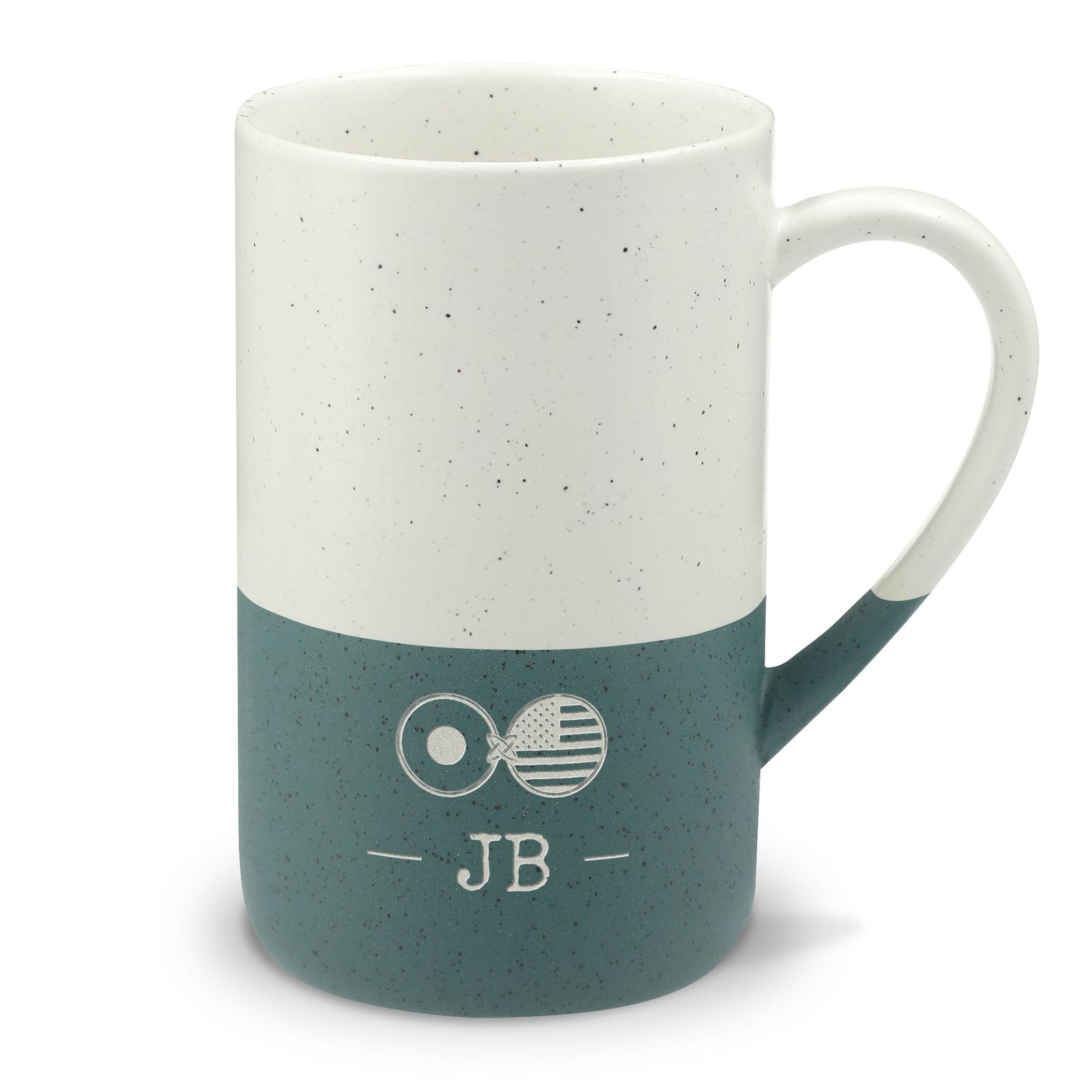 Japanese American Mug, Personalized Initials Monogram, Japan Nippon Nihon Dual Heritage, Speckled Ceramic Stone Mug