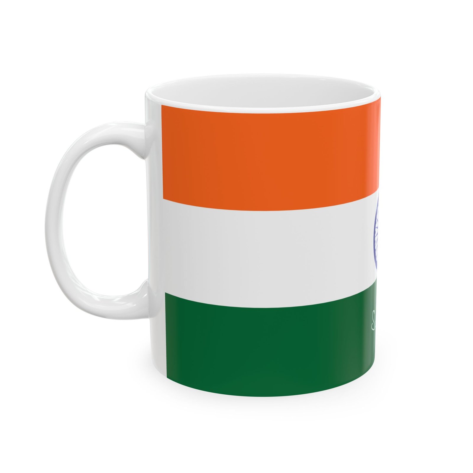 Indian Flag Mug | Tricolor Ceramic Coffee Cup with Ashoka Chakra